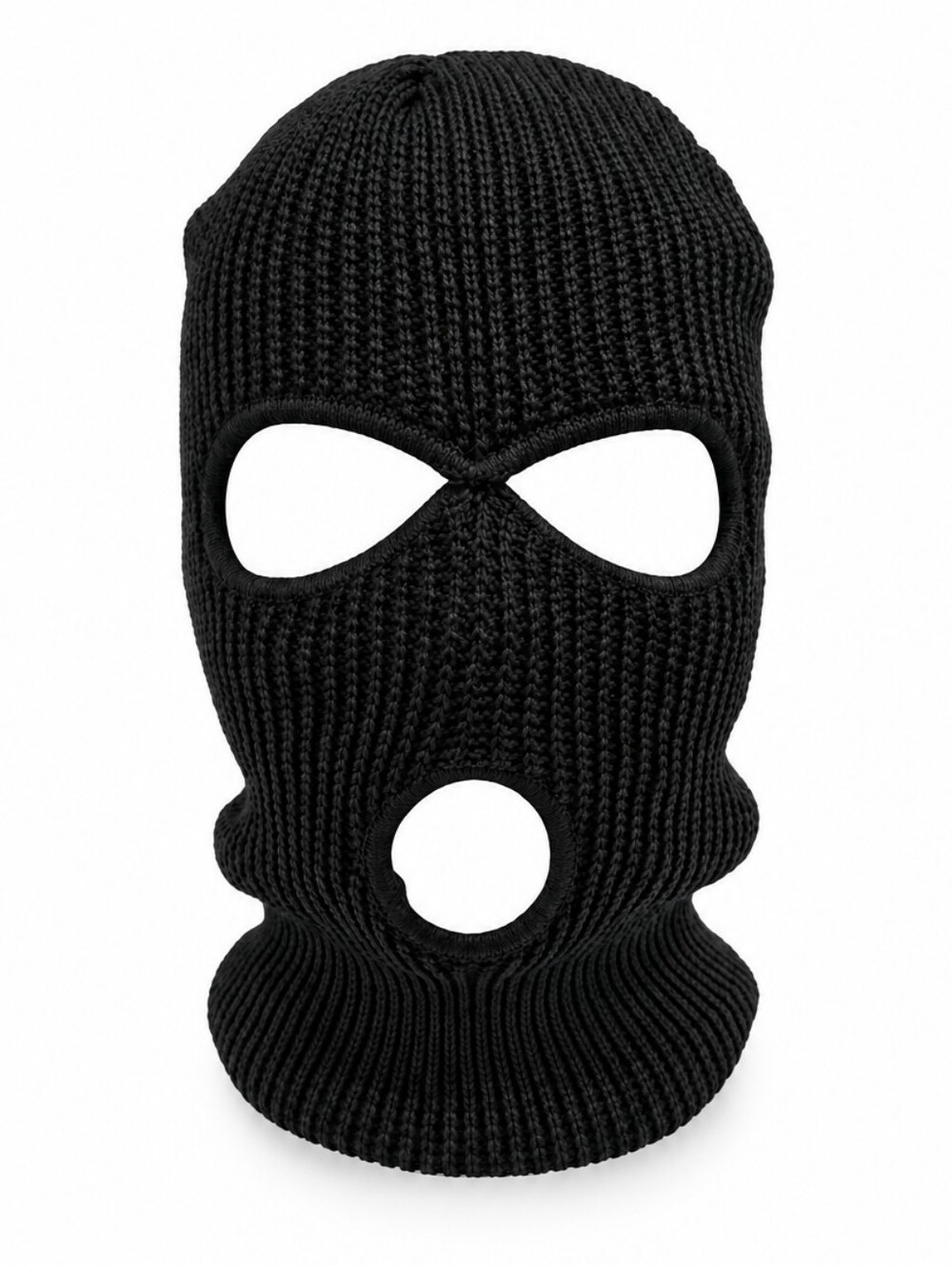 3 Hole Ski Mask Black Balaclava Full Face Winter Knit Mask